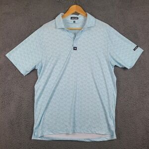 Bad Birdie "Lil' Mingos Mens Golf Polo Shirt Blue Flamingo Performance Large